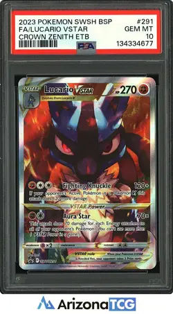Pokemon 2023 Lucario VSTAR SWSH291 Full Art Crown Zenith ETB Promo PSA 10 - Image 1