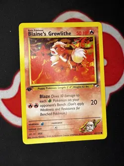 Pokemon TCG Blaine's Growlithe Gym Heroes 62/132 Regular 1st Edition Common - Image 1
