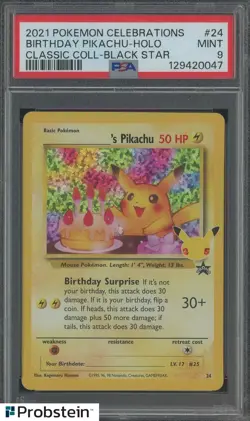 2021 Pokemon Celebrations Black Star #24 Birthday Pikachu Holo PSA 9 - Image 1