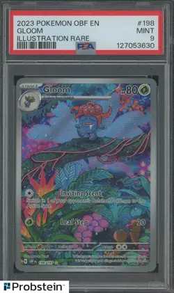 2023 Pokemon OBF EN Illustration Rare #198 Gloom PSA 9 MINT - Image 1