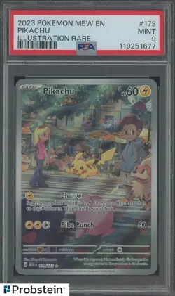 2023 Pokemon Mew EN Illustration Rare #173 Pikachu PSA 9 MINT - Image 1