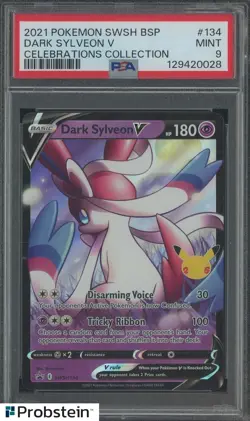 2021 Pokemon SWSH BSP Celebrations Collection #134 Dark Sylveon V PSA 9 - Image 1