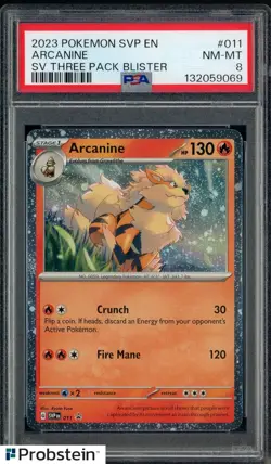 2023 Pokemon SVP EN SV Three Pack Blister #011 Arcanine PSA 8 NM-MT - Image 1