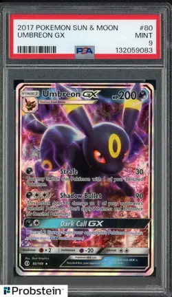 2017 Pokemon Sun & Moon #80 Umbreon GX PSA 9 MINT - Image 1