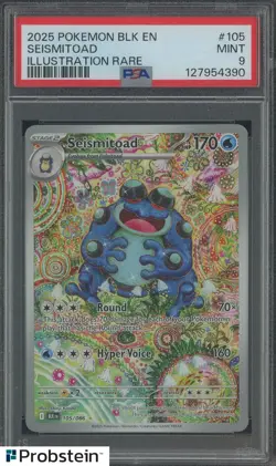 2025 Pokemon Black EN Illustration Rare #105 Seismitoad PSA 9 MINT - Image 1