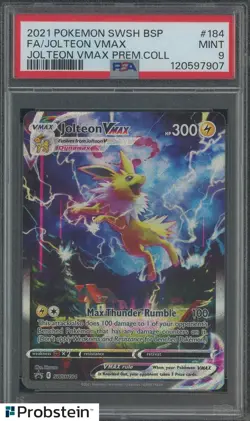 2021 Pokemon SWSH BSP #184 FA/ Jolteon VMAX Premium Collection PSA 9 - Image 1