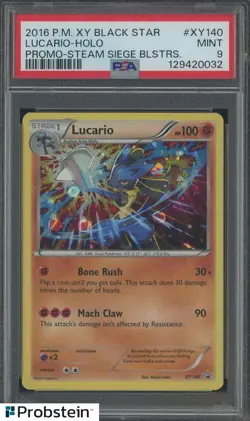 2016 Pokemon XY Black Star Promo Steam Siege Blasters #XY140 Lucario Holo PSA 9 - Image 1