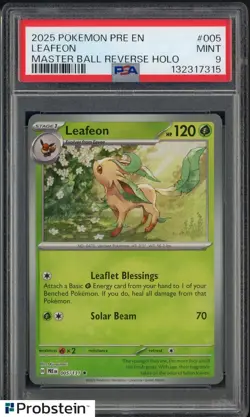 2025 Pokemon PRE EN Master Ball Reverse Holo #005 Leafeon PSA 9 MINT - Image 1