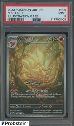 2023 Pokemon OBF EN Illustration Rare #199 Ninetales PSA 9 MINT - Image 1