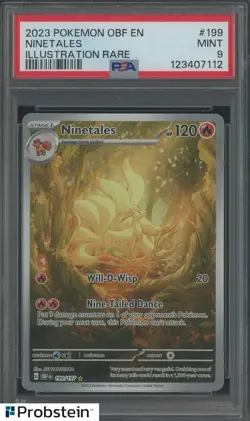 2023 Pokemon OBF EN Illustration Rare #199 Ninetales PSA 9 MINT - Image 1