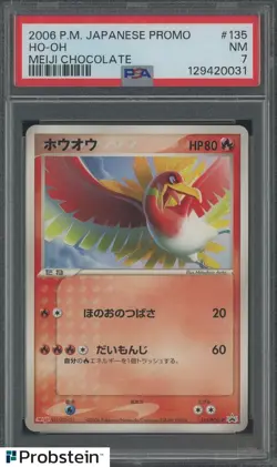 2006 Pokemon Japanese Promo Meiji Chocolate #135 Ho-Oh PSA 7 NM - Image 1