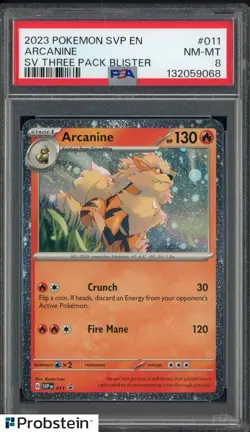 2023 Pokemon SVP EN SV Three Pack Blister #011 Arcanine PSA 8 NM-MT - Image 1