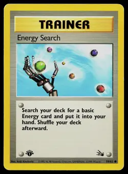 Pokemon Fossil 59/62 Energy Search 1st Edition - Image 1