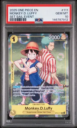 2025 One Piece OP10-111 Monkey.D.Luffy Set Sail Event Promo PSA 10 - Image 1