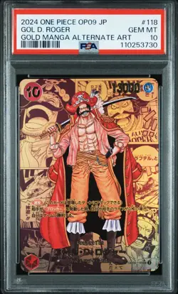 2024 One Piece OP09 Japanese Gol D Roger Gold Manga Alternate Art #118 PSA 10 - Image 1