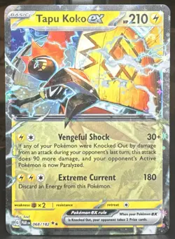 Pokemon TCG Tapu Koko ex 068/182 SV04 Paradox Rift Double Rare Holo Card - Image 1