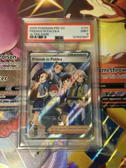 Pokemon TCG 2025 Pre en Friends in Paldea Ultra Rare Card #137 PSA 9 Mint - Image 1