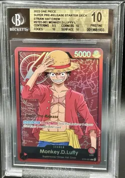 2022 One Piece Card Game Super Pre-Release Monkey D ENGLISH BGS 10 - Image 1