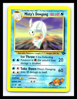 💥 Misty’s Dewgong 54/132 Gym Challenge WOTC Pokemon Vintage 2000 Non Holo Foil - Image 1