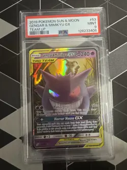 Pokemon Gengar & Mimikyu GX Tag Team Team Up 53 PSA 9 - Image 1