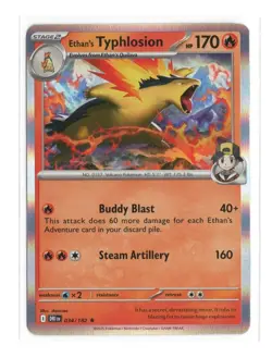 Ethan's Typhlosion 034/182 Pokemon Destined Rivals Holo Rare TCG 2025 - Image 1