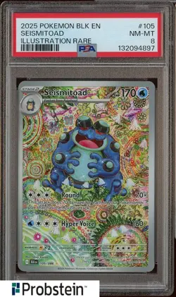 20225 Pokemon BLK EN Illustration Rare #105 Seismitoad PSA 8 NM-MT - Image 1