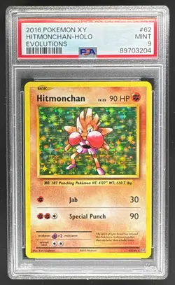 89703204 Hitmonchan 2016 Pokemon XY Evolutions #62/108 Holo PSA 9 - Image 1