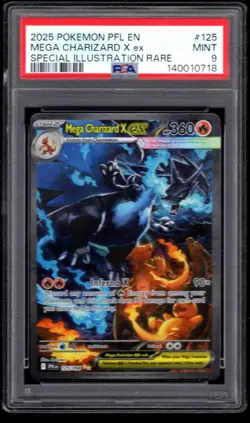2025 POKEMON PFL EN MEGA CHARIZARD SPECIAL ILLUSTRATION RARE 125/094 PSA 9 4A - Image 1