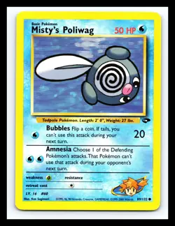 💥 Misty’s Poliwag 89/132 Gym Challenge WOTC Pokemon Vintage 2000 Non Holo Foil - Image 1