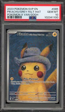 Pokemon Pikachu with Grey Felt Hat Van Gogh Full Art Promo SVP EN 085 PSA 10 - Image 1