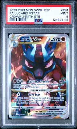 2023 POKEMON SWSH BLACK STAR PROMO #291 FULL ART/LUCARIO VSTAR PSA 9 - Image 1