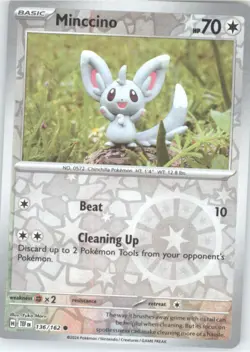 Minccino Reverse Holo Pokemon tcg SV05: Temporal Forces #136/162 - Image 1