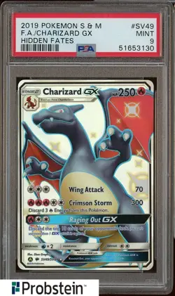 2019 Pokemon S & M Hidden Fates #Sv49 Charizard Gx Fa PSA 9 MINT - Image 1