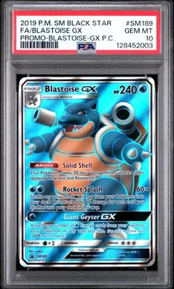 2019 POKEMON SM BLACK STAR PROMO #SM189 FA/BLASTOISE GX PROMO PSA 10 - Image 1