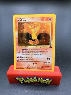 Pokemon TCG Moltres 12/62 Fossil Holo Unlimited (1999) HP Heavily Played - Image 1
