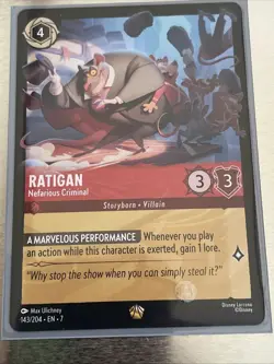 Disney Lorcana Ratigan - Nefarious Criminal 143/204 Archazia's Island Legendary - Image 1