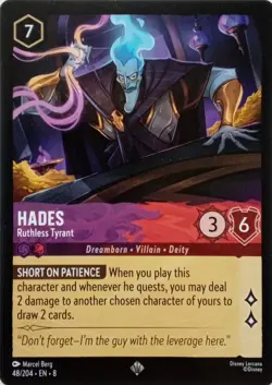 48/204 HADES RUTHLESS TYRANT EN8 SUPER RARE DISNEY LORCANA CARD - Image 1