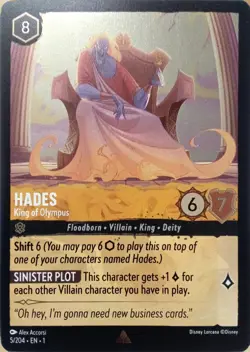 5/204 HADES KING OF OLYMPUS THE FIRST CHAPTER FOIL RARE DISNEY LORCANA CARD - Image 1
