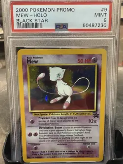 Pokemon TCG Mew Holo Black Star Promo Vintage Card Near Mint Condition PSA 9 - Image 1