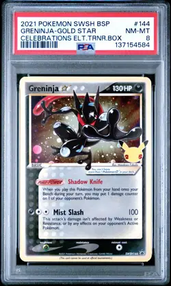 2021 POKEMON SWSH BLACK STAR PROMO #144 GRENINJA-GOLD STAR PSA 8 - Image 1