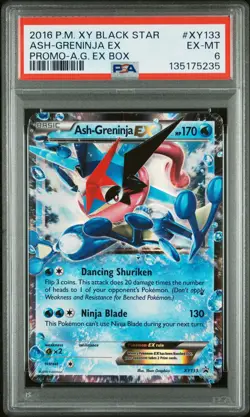 2016 POKEMON XY BLACK STAR PROMO ASH-GRENINJA EX BOX ASH-GRENINJA EX PSA 6 - Image 1