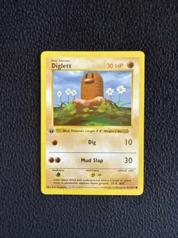 Diglett 47/102 1st Edition Shadowless Base Set WOTC Pokemon TCG - Image 1