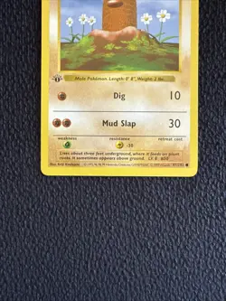 Diglett 47/102 1st Edition Shadowless Base Set WOTC Pokemon TCG - Image 2