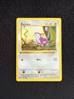 Pokemon Rattata 61/102 1st Edition Shadowless Base Set Card - Image 1
