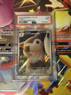 2025 Pokemon JTG EN Furret Illustration Rare #168 PSA 9 Mint - Image 1