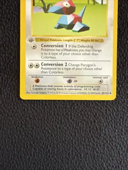 Porygon 39/102 1st Edition Shadowless Base Set Pokemon Card TCG LP - Image 2