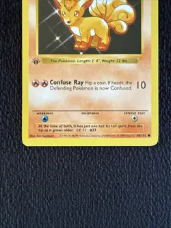 Pokemon TCG Vulpix 1st Edition Shadowless Base Set 68/102 - Image 3