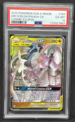 2019 Pokemon Sun & Moon Cosmic Eclipse Tag Team - Arceus Dialga Palkia - PSA 6 - Image 1