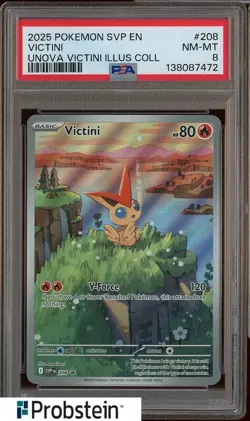 2025 Pokemon SVP En Unova Victinni Illus Coll #208 Victini PSA 8 NM-MT - Image 1