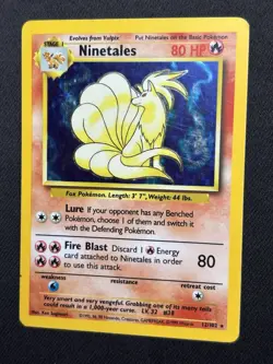 Pokemon Ninetales 12/102 Base Set Holo Rare 80HP English Wizards TCG - Image 1